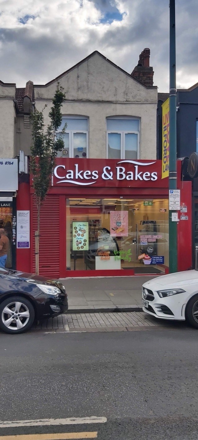 The Cakes & Bakes shopfront on Barkingside High Street